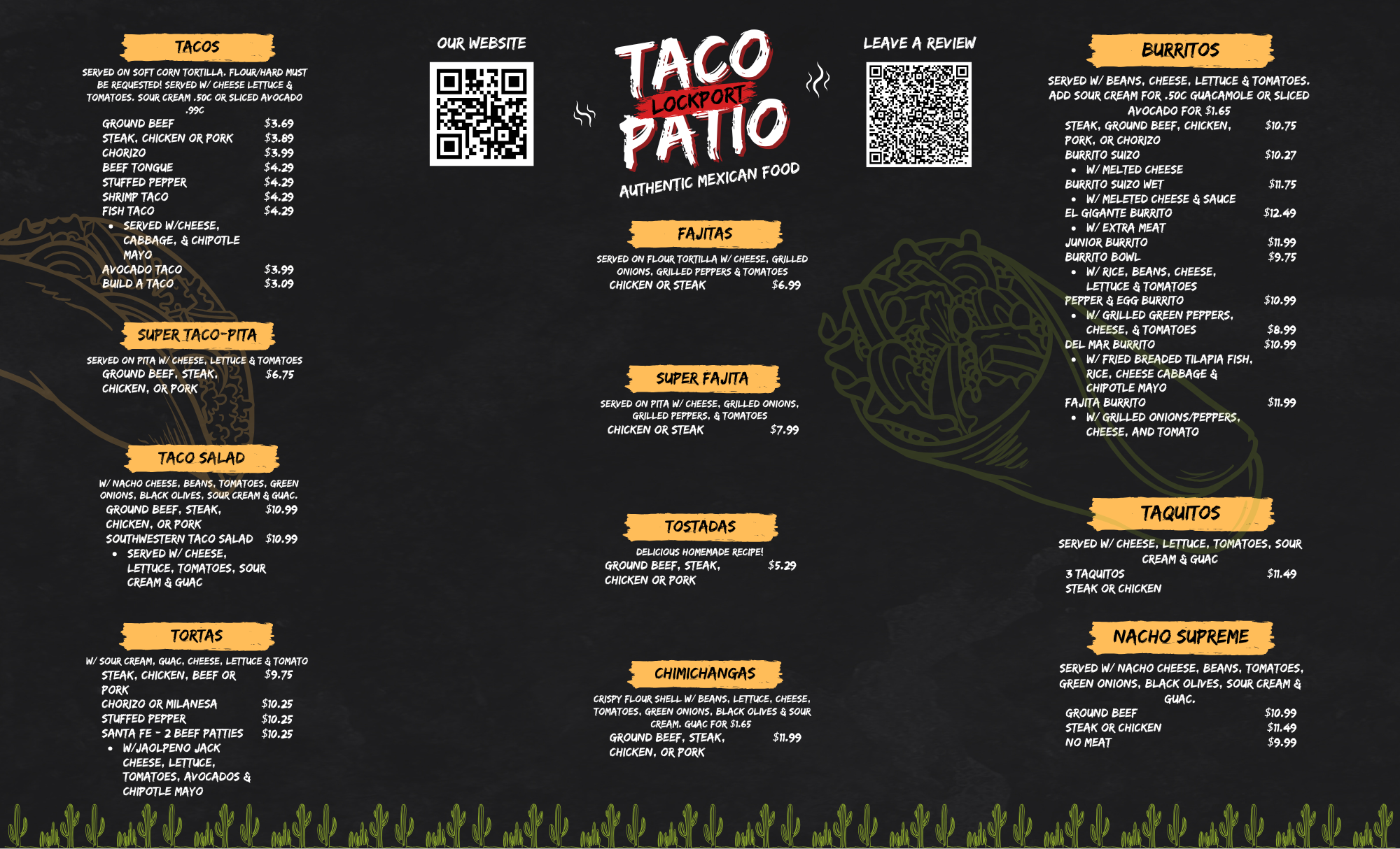 Taco Patio Menu 2025
